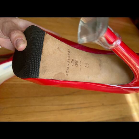 Brian Atwood Red Patent Leather Six Inch Pumps - Picture 11 of 12